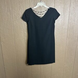 Warren Petites New York‎ Black Dress Size 8 Petite Jewels Knee Length Formal